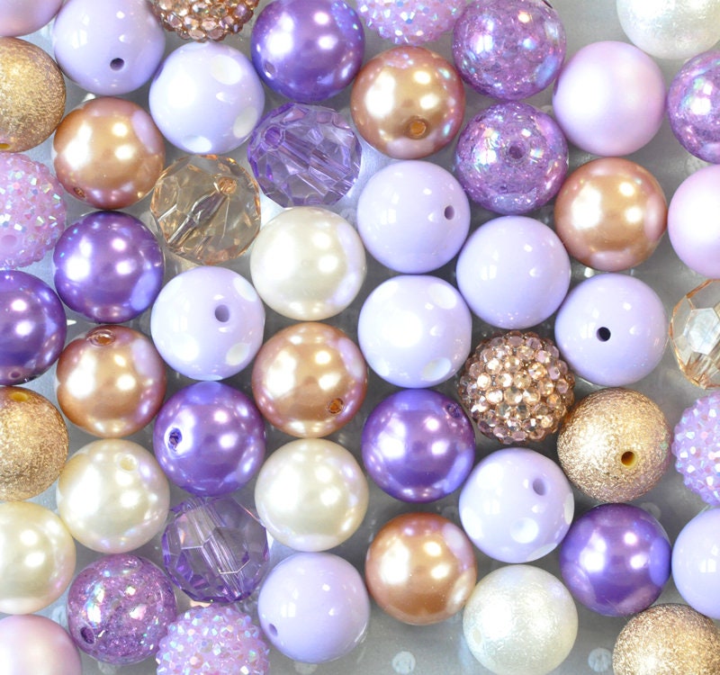 Gilded Orchid purple bronze gold bubblegum bead mix