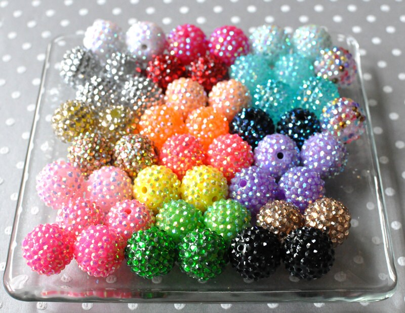 Rhinestone bubblegum bead mix