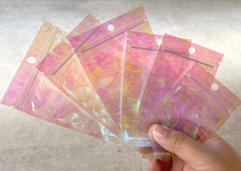 Clear Holographic Smell Proof Resealable Bag Ziplock Pouch for Party favour Business Packaging