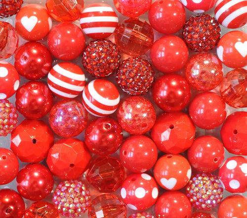 20mm beads, Red Beads Variety Pack