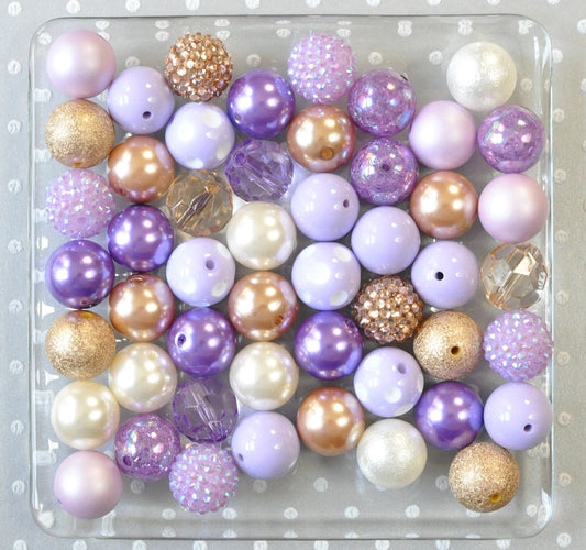 Gilded Orchid purple bronze gold bubblegum bead mix